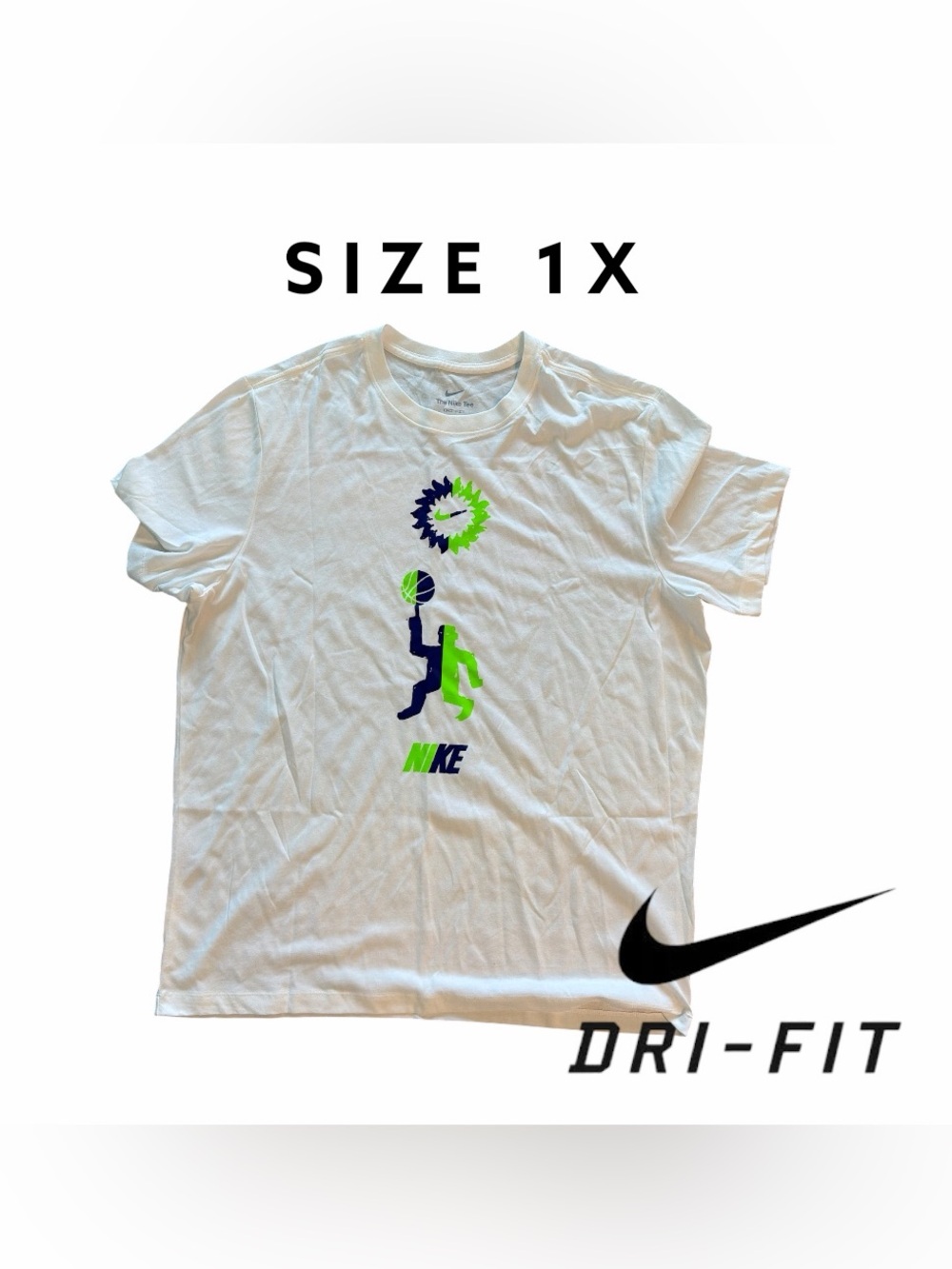 Nike Festival Basketball White Dri Fit Neon Graphic T Shirt. Mens XL